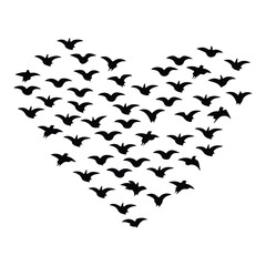 A silhouette of Flying bird Icon vector on a white background