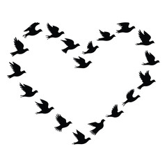 A silhouette of Flying bird Icon vector on a white background