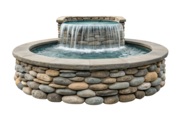 PNG Circular stone fountain with waterfall feature