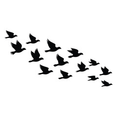 A silhouette of Flying bird Icon vector on a white background