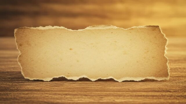 Torn vintage paper sheet on wooden background for text display  