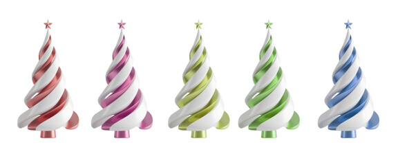 
Set of white and gold abstract Christmas tree isolated on a white background, festive, 4k png download.