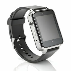 Smart watch collection featuring rectangular silicone models,ultra-thin touchscreens, sporty rugged builds, each isolated on white background