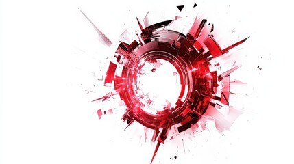 Abstract Red Circular Design with Dynamic Lines and Shapes
