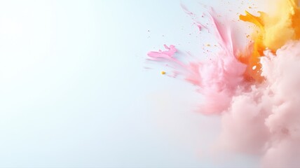 Obraz premium Abstract Pink and Orange Powder Explosion on Light Background powder explosion pink orange abstract