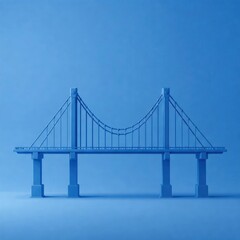 Fototapeta premium Minimalist blue suspension bridge model on monochrome background