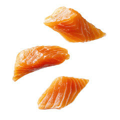Fresh Salmon Slices for Sushi Preparation, Bright Orange Color, Raw Seafood for Culinary Use, Ideal for Japanese Cuisine on transparent background