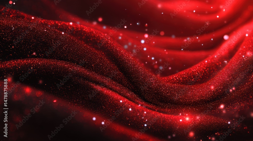 Aufkleber deep red fabric texture with sparkling particles.