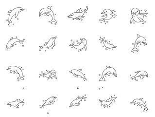 Dolphin Icon Set Multiple Style Collection. vector