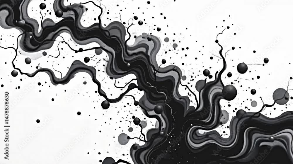 Fototapete an abstract dynamic composition of swirling fluid shapes shades of black gray creating sense of move