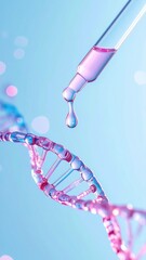 DNA strand with a dropper releasing a liquid onto it.