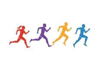 Colorful Silhouettes of Runners in Motion
