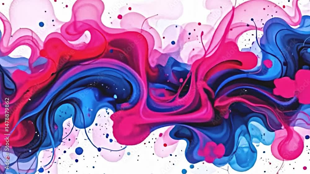 Aufkleber an abstract vibrant design featuring swirling patterns of deep blue bright pink soft purple hues. th
