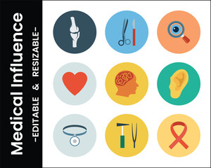 Medical Flat Icons Set Featuring Human Anatomy And Common Medical Equipment Illustration
