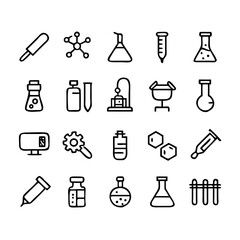 Simple Set of Science Related Vector Line Icons. Contains such Icons as Biology, Astronomy, Physics, Science Test, Lab and more. Editable Stroke. 