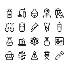 Simple Set of Science Related Vector Line Icons. Contains such Icons as Biology, Astronomy, Physics, Science Test, Lab and more. Editable Stroke. 