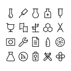 Simple Set of Science Related Vector Line Icons. Contains such Icons as Biology, Astronomy, Physics, Science Test, Lab and more. Editable Stroke. 