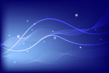 A blue abstract background with flowing, wave-like lines and subtle glowing dots. Ideal for modern or tech-themed designs.