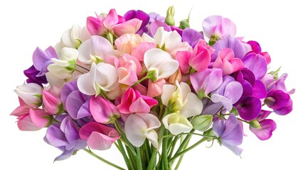 A Stunning Bouquet of Sweet Peas in Various Shades of Pink and Purple