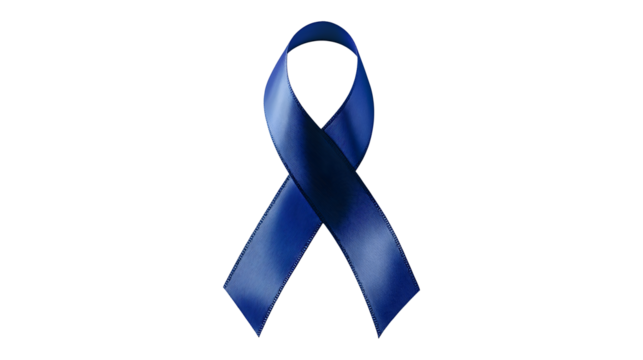 A blue ribbon with a white background
