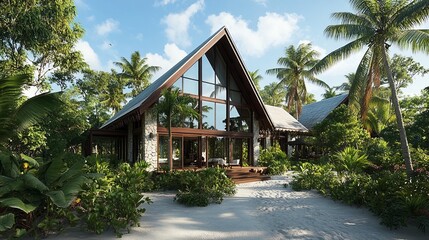 Modern architectural design amidst lush greenery