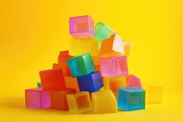 Obraz premium Colorful plastic building blocks in a vibrant pile