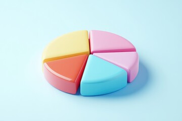 Colorful pie chart, bright and playful, representing data distribution