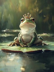 Frog King on lily pad