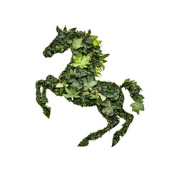 Obraz premium Leafy Horse A Green and Lush Equestrian Silhouette