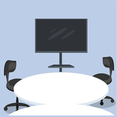 Modern office interior with desk and chair setup. Clean and minimalist workspace design with no people. Ideal for business, corporate, and productivity concepts in a professional environment.
