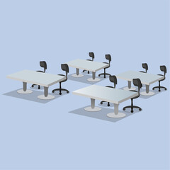 Modern office interior with desk and chair setup. Clean and minimalist workspace design with no people. Ideal for business, corporate, and productivity concepts in a professional environment.
