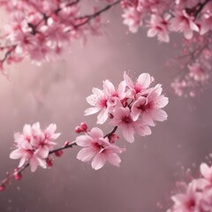 Obraz premium Abstract pink sakura petals softly falling on a dreamy, blurred background , pink petals, petals