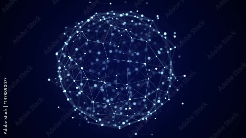 Poster futuristic digital sphere from dots and lines. network connection structure. big data visualization.