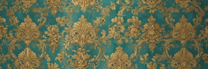 Luxurious gold and turquoise damask, seamless vintage wallpaper repeat ,  background,  seamless,  decorative