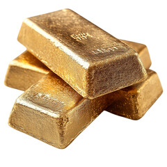 floating gold bars in dynamic arrangement on transparent background 