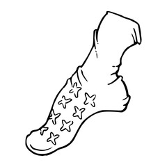 ankle socks with stars line drawing