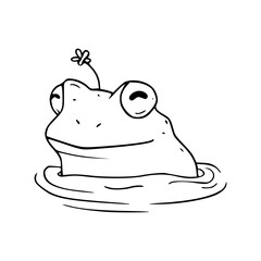 frog in pond vector drawing