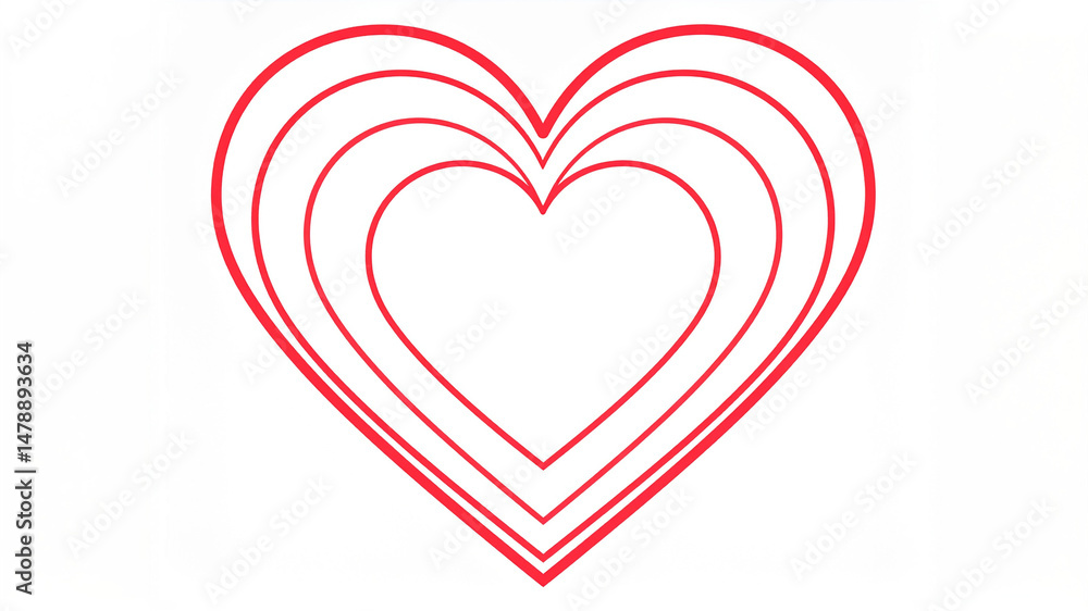 Poster a series of five concentric red hearts progressively increasing in size creates a layered effect aga
