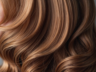 Fototapeta premium A close-up shot of flowing, wavy brown hair with subtle blonde highlights, showcasing texture and shine.
