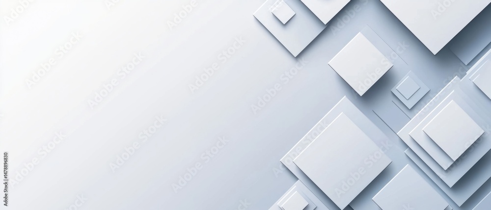 Poster abstract geometric composition of white squares in a modern style background with copy space for tex