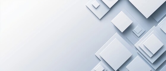 Abstract Geometric Composition of White Squares in a Modern Style Background with Copy Space for Text or Graphics