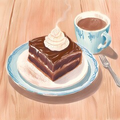 Cake and chocolate food and dessert illustration