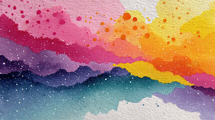 Abstract watercolor with vibrant rainbow gradients and fluid splashes, expressing creative freedom and dynamic energy