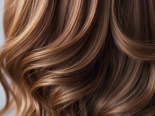 Fototapeta premium A close-up shot of flowing, wavy brown hair with subtle blonde highlights, showcasing texture and shine.
