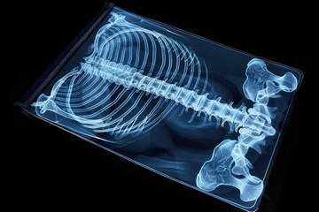 Notebook x-ray black background radiography.