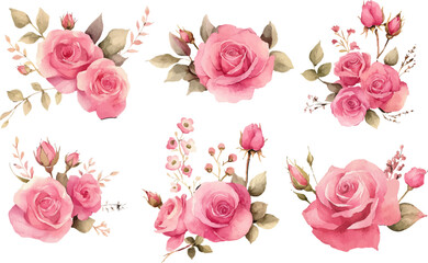 set of pink roses