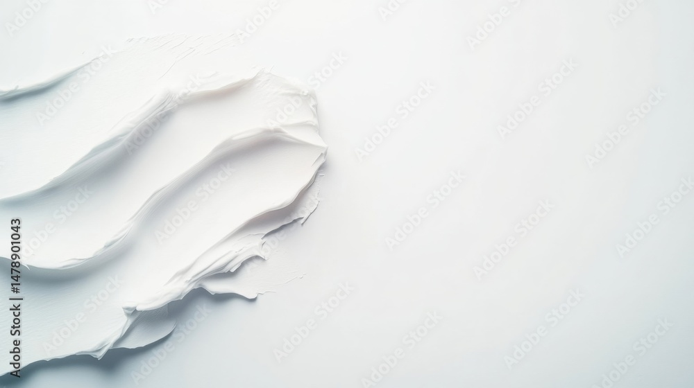 Poster a creamy white substance is spread across a smooth surface, showcasing soft waves and texture, creat
