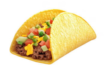 Enjoy delicious taco with savory fillings and fresh vegetable theme.