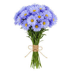 Fototapeta premium Lovely bundle of light purple flowers tied together with twine in a neat and tidy bouquet