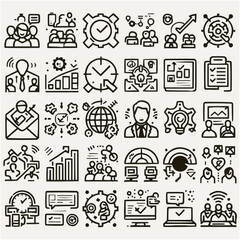 Business and Work-Themed Line Icons